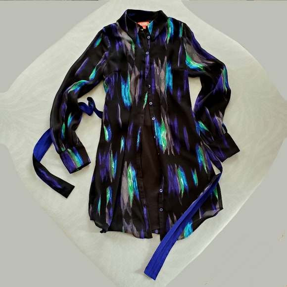 Kirna Zabete shirt/dress size Small, black blue - Picture 2 of 7